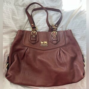Coach Leather Shoulder Bag with Gold Hardware